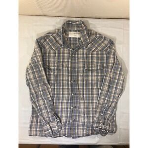 Urban Pipeline XL Plaid Western Shirt Mens‎ Long Sleeve Button Up Blue Brown
